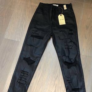 Black shine jeans.